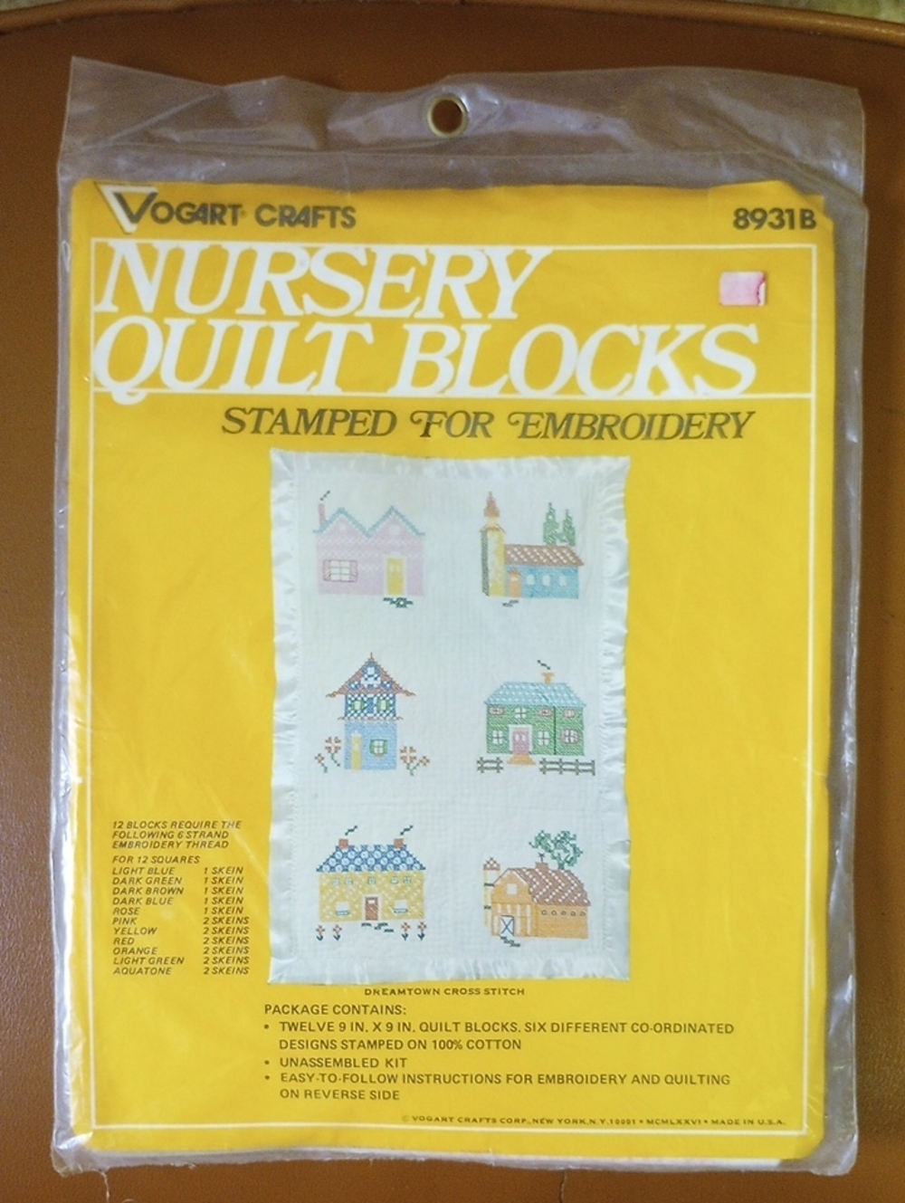 NWT Vogart Crafts Stamped Cross Stitch Nursery Quilt Blocks Kit # 8931B